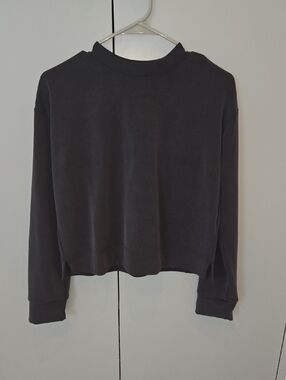 Athleta Sea Soft Charcoal Cropped Crewneck Sweatshirt - Women's